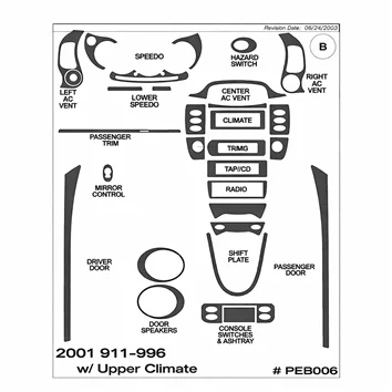 Porsche 911 2001 Full Mascherine sagomate per rivestimento cruscotti 