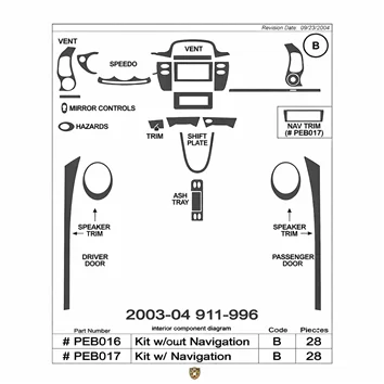 Porsche 911 2003-2004 Basic Interior Dash Trim Kit