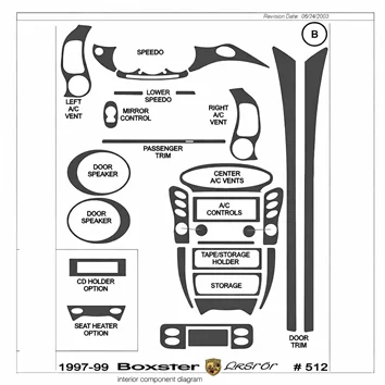 Porsche Boxster 1997-1999 Ensemble Complet BD Décoration de tableau de bord