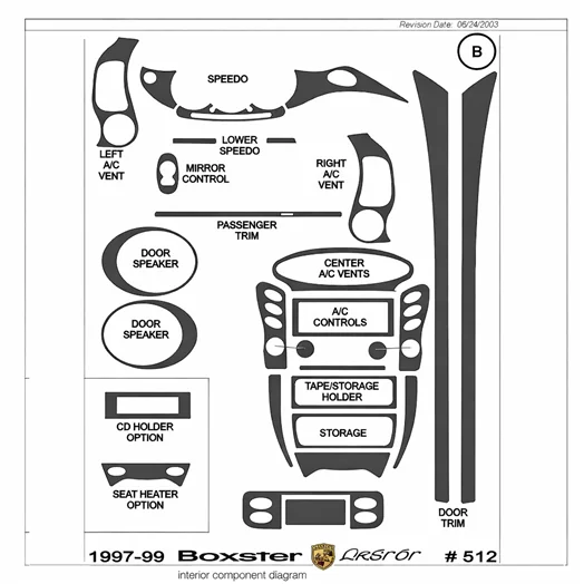 Porsche Boxster 1997-1999 Voll Satz BD innenausstattung armaturendekor cockpit dekor