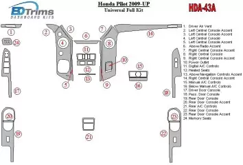 Honda Pilot 2009-UP Universal Full Set Interior BD Dash Trim Kit