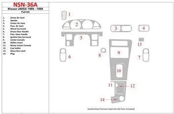 Nissan 240SX 1989-1994 Full Mascherine sagomate per rivestimento cruscotti 2