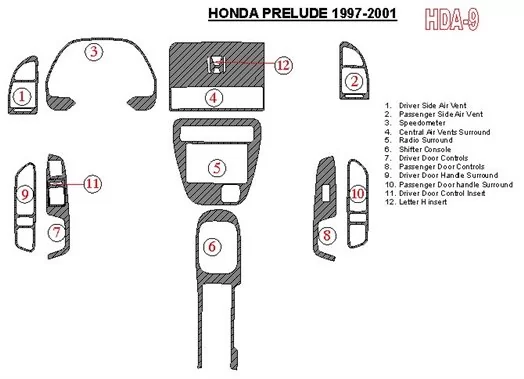 Honda Prelude 1997-2001 Ensemble Complet BD Kit la décoration du tableau de bord - 1 - habillage decor de tableau de bord Honda Prelude 1997-2001 Ensemble Complet BD Kit la décoration du tableau de bord - 1 - habillage decor de tableau de bord