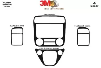 Honda Stream 04.01 - 12.05 3D Inleg dashboard Interieurset aansluitend en pasgemaakt op he 4 -Teile