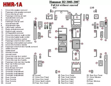 Hummer H2 2003-2007 Full Set, Without Sunroof BD Interieur Dashboard Bekleding Volhouder