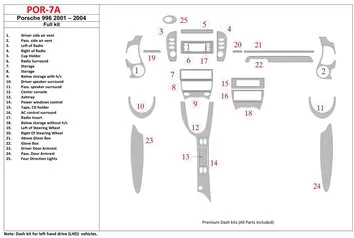 Porsche 996 2002-2004 Voll Satz BD innenausstattung armaturendekor cockpit dekor 2