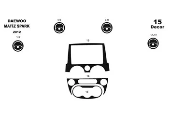 Daewoo Matiz 01.2005 Mascherine sagomate per rivestimento cruscotti 13-Decori 2