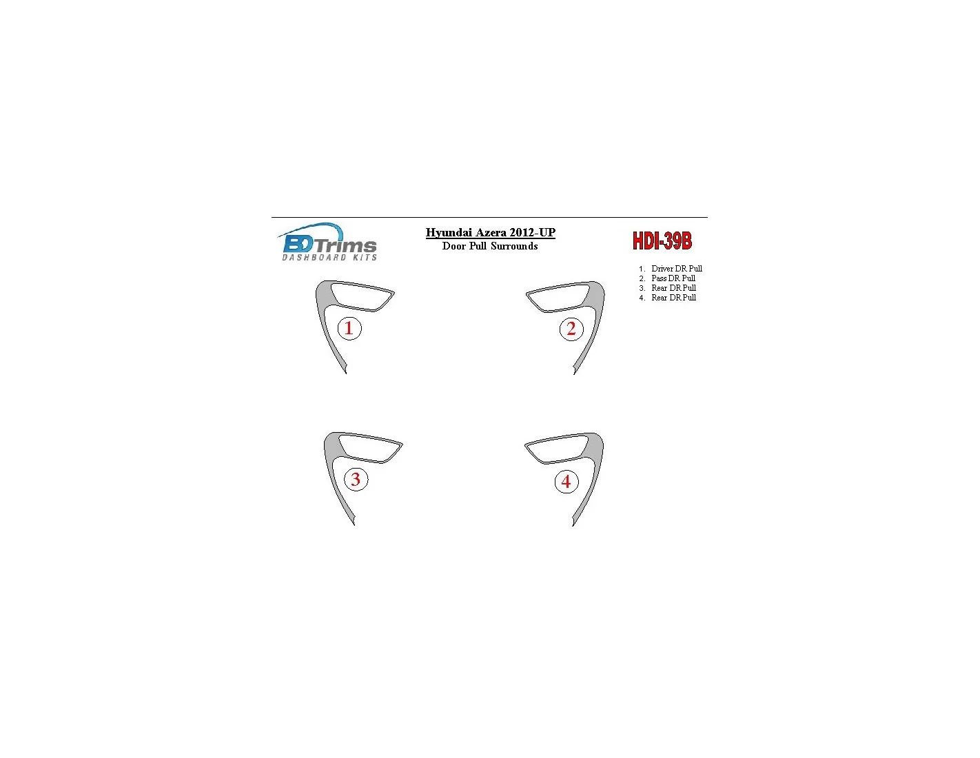 Hyundai Azera 2012-UP Door Inserts Cruscotto BD Rivestimenti interni