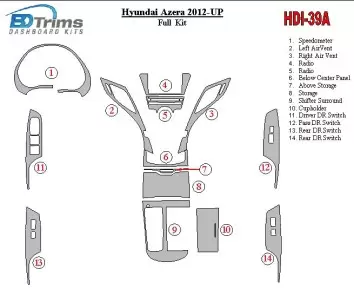 Hyundai Azera/Grandeur 2012-UP Interior BD Dash Trim Kit
