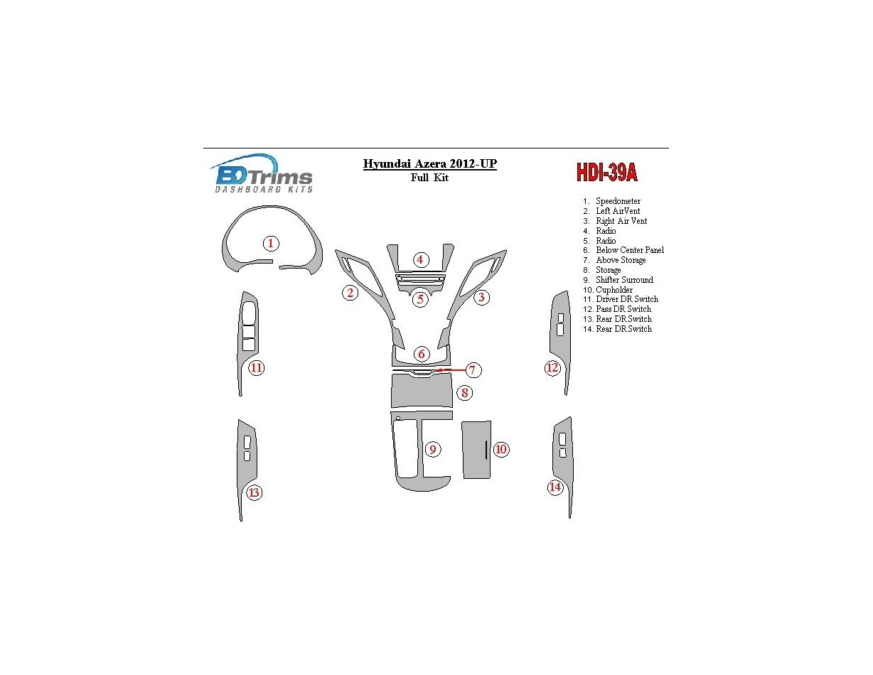Hyundai Azera/Grandeur 2012-UP Cruscotto BD Rivestimenti interni