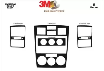 Hyundai Coupe 02.05 - 12.08 3D Inleg dashboard Interieurset aansluitend en pasgemaakt op he 5 -Teile