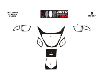 Hyundai Elantra 01.2012 3M 3D Interior Dashboard Trim Kit Dash Trim Dekor 10-Parts