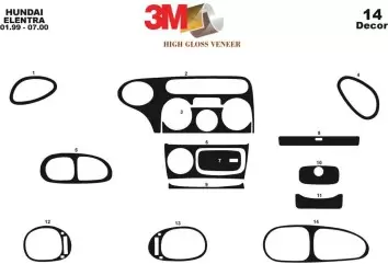 Hyundai Elantra 01.99-07.00 3M 3D Interior Dashboard Trim Kit Dash Trim Dekor 13-Parts