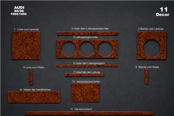 Audi 80 90 B4 10.86-01.95 Mascherine sagomate per rivestimento cruscotti 11-Decori 2