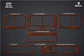 Audi A2 02.00-01.05 3D Interior Dashboard Trim Kit Dash Trim Dekor 8-Parts