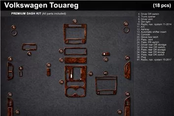 Volkswagen Touareg 2011-2017 Mittelkonsole Armaturendekor Cockpit Dekor 35-Teile 2