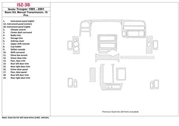 Isuzu Trooper 1995-2002 Basic Set, Automatic Gear Interior BD Dash Trim Kit