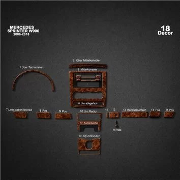 Mercedes Sprinter W906 04.2006 Habillage Décoration de Tableau de Bord 18-Pièce 2