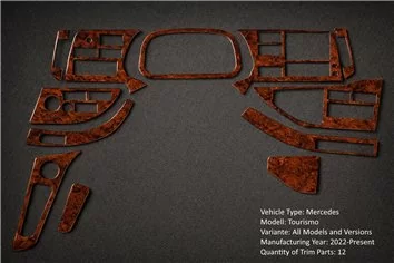 Mercedes Tourismo 2022 RHD 3D Interior Dashboard Trim Kit Dash Trim Dekor 12-Parts