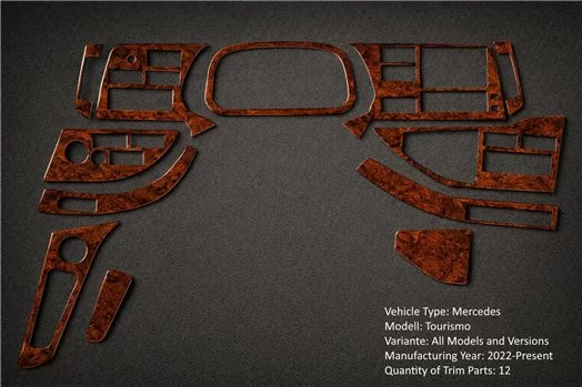 Mercedes Tourismo 2022 RHD Mascherine sagomate per rivestimento cruscotti 12-Decori Mercedes Tourismo 2022 RHD Mascherine sagomate per rivestimento cruscotti 12-Decori