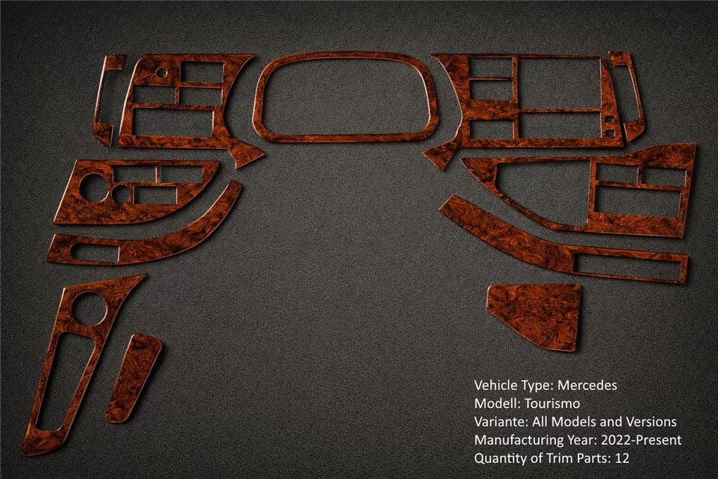 Mercedes Tourismo 2022 RHD Mascherine sagomate per rivestimento cruscotti 12-Decori Mercedes Tourismo 2022 RHD Mascherine sagomate per rivestimento cruscotti 12-Decori