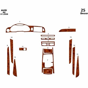 Audi A6 2005-2011 Mittelkonsole Armaturendekor Cockpit Dekor 25-Teile 2