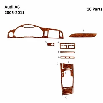 Audi A6 2005-2011 Mittelkonsole Armaturendekor Cockpit Dekor 10-Teile