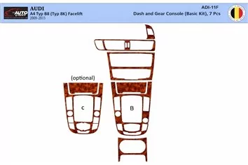 Audi A4 B8 Typ 8K 2009-2015 3D Interior Dashboard Trim Kit WHZ Dash Trim Dekor 7-Parts 2