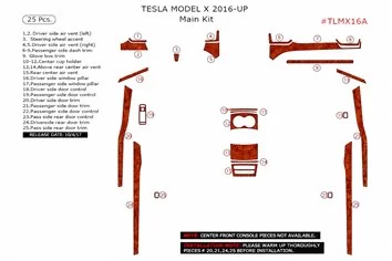 TESLA MODEL X 2016-Mittelkonsole Armaturendekor Cockpit Dekor 25-Teile 2