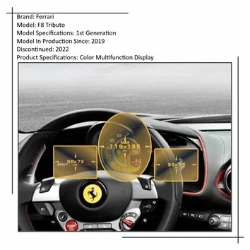 Ferrari F8 Tributo 2019 - Present Dashboard Cluster Vetro Protettivo HD trasparente di navigazione Protezione