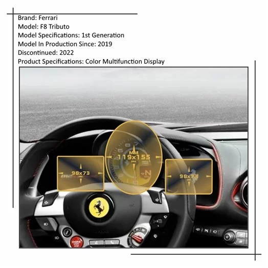 Ferrari F8 Tributo 2019 - Present Dashboard Cluster ExtraShield Screeen Protector Ferrari F8 Tributo 2019 - Present Dashboard Cluster ExtraShield Screeen Protector
