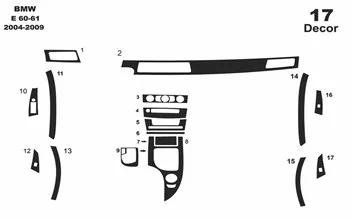 BMW 5-Series E60 2003-2008 Mittelkonsole Armaturendekor Cockpit Dekor 17-Teile