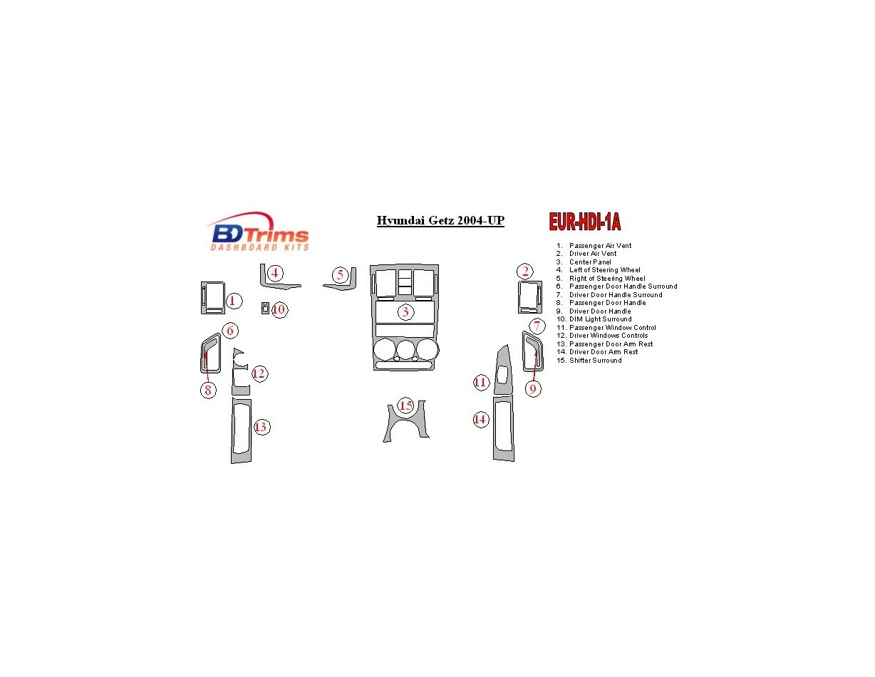 Hyundai Getz 2004-UP BD Kit la décoration du tableau de bord - 1 - habillage decor de tableau de bord