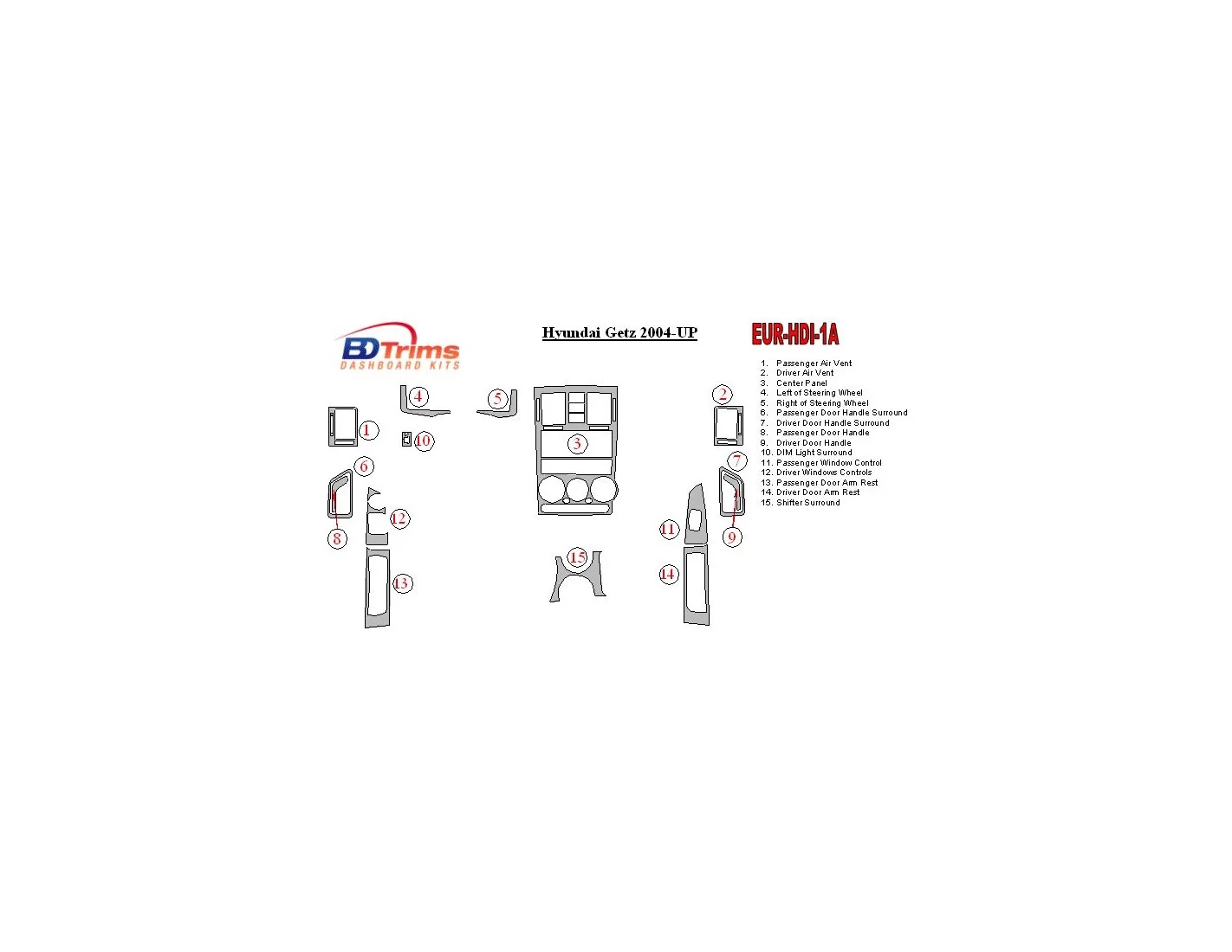 Hyundai Getz 2004-UP BD Kit la décoration du tableau de bord - 1 - habillage decor de tableau de bord