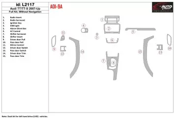 Audi TT 2007-2014 Full Set, Without NAVI Cruscotto BD Rivestimenti interni