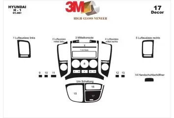 Hyundai H1 03.2008 3D Inleg dashboard Interieurset aansluitend en pasgemaakt op he 17 -Teile