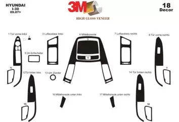 Hyundai I 30 Full Set 09.2007 3D Inleg dashboard Interieurset aansluitend en pasgemaakt op he 18 -Teile