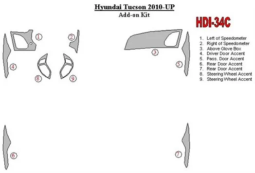 Hyundai ix35 2010-UP additional kit BD Kit la décoration du tableau de bord - 1 - habillage decor de tableau de bord