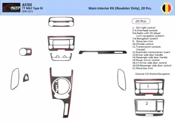 Audi TT 2008-2014-Roadster 3D Inleg dashboard Interieurset aansluitend en pasgemaakt op he 20 -Teile