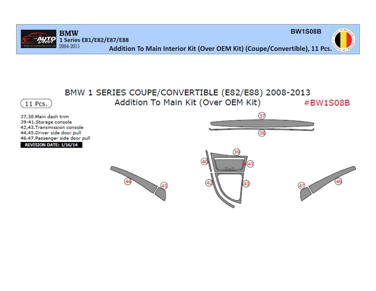 BMW 1 Series E81 E88 2004-2011 3D Interior Dashboard Trim Kit Dash Trim Dekor 11-Parts