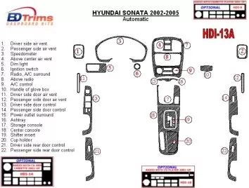 Hyundai Sonata 2002-2005 For Automatic Gear Interior BD Dash Trim Kit