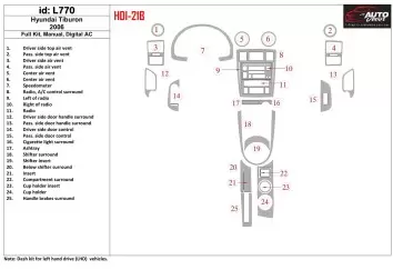 HYUNDAI Hyundai Tiburon 2006-2006 Full Set, Manual Gearbox, Automatic AC Interior BD Dash Trim Kit €59.99