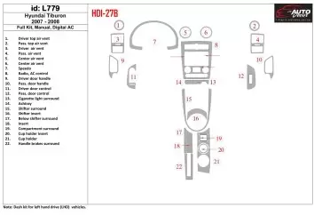 HYUNDAI Hyundai Tiburon 2007-2008 Full Set, Manual Gear Box, Automatic AC Interior BD Dash Trim Kit €64.99