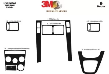 Hyundai Tucson 09.04-01.10 3M 3D Interior Dashboard Trim Kit Dash Trim Dekor 9-Parts