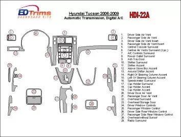 Hyundai Tucson 2006-2009 Boîte automatique BD Kit la décoration du tableau de bord - 2 - habillage decor de tableau de bord