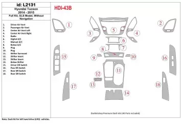 Hyundai Tucson 2014-2015 Voll Satz, c NAVI, Limited Model BD innenausstattung armaturendekor cockpit dekor - 1- Cockpit Dekor In