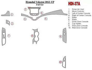 Hyundai Veloster 2012-UP Full Set BD Interieur Dashboard Bekleding Volhouder