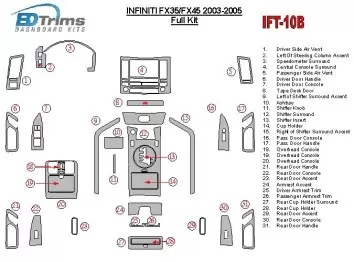 Infiniti FX 2003-2005 Full Set Cruscotto BD Rivestimenti interni