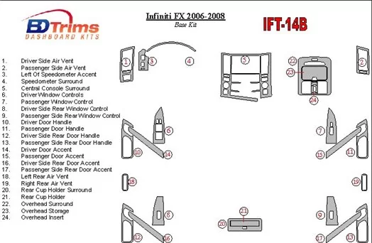 Infiniti FX 2006-2008 Basic Set BD Interieur Dashboard Bekleding Volhouder