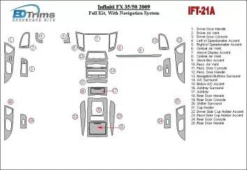 Infiniti FX 2009-2009 Full Set Interior BD Dash Trim Kit